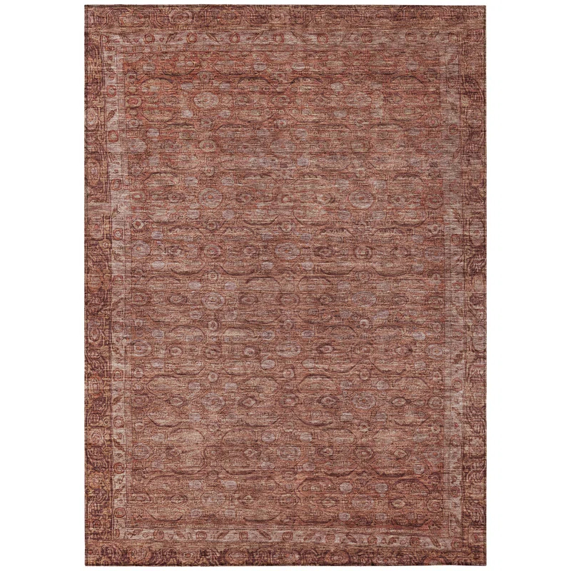 Machine Washable Indoor/Outdoor Chantille Terracotta Rug