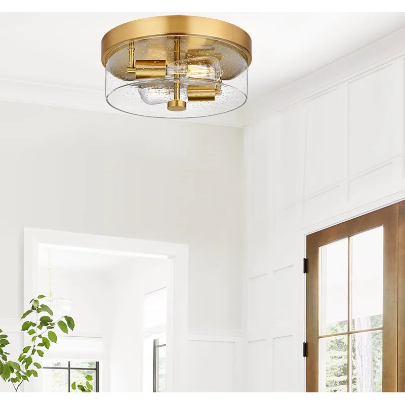 Flush Mount Ceiling Light Fixtures, 2-Light and Ceiling Mount for Farmhouse with Glass Lampshade