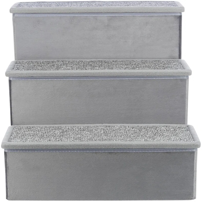 TRIXIE Pawsome Ascent Foldable 3-Step Pet Stairs with Storage, Collapsible, Storage Compartments for Toys