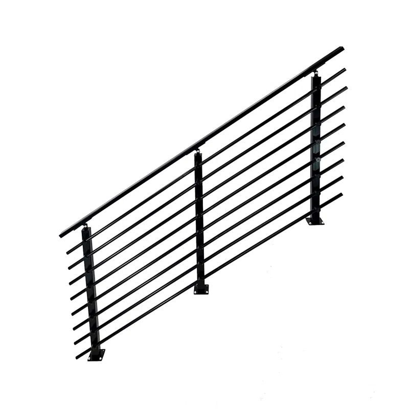 Concept Fusion Modern Horizontal Adjustable Railing Banister System for Staircases Balconies and Decks Complete Guard Railing Kit