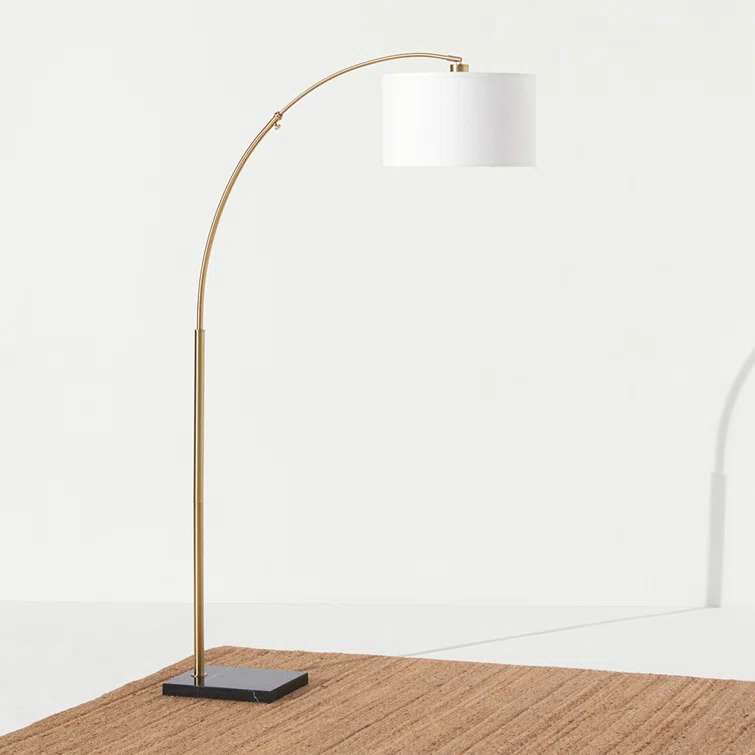 Logan 76 in. Modern Adjustable and Extendable LED Floor Lamp with Fabric Drum Shade