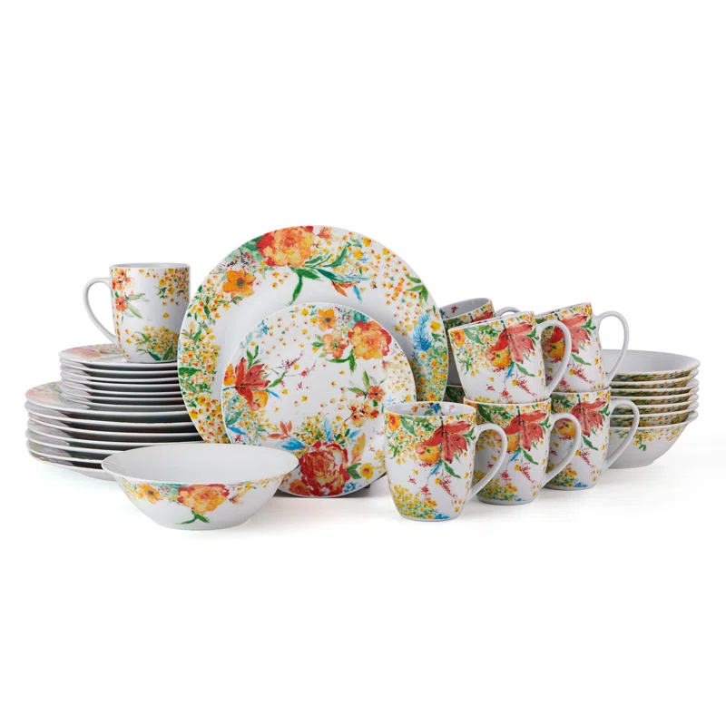 Fitz and Floyd Fitz and Floyd Garden Delight 32-Piece Porcelain Dinnerware Set, Service for 8