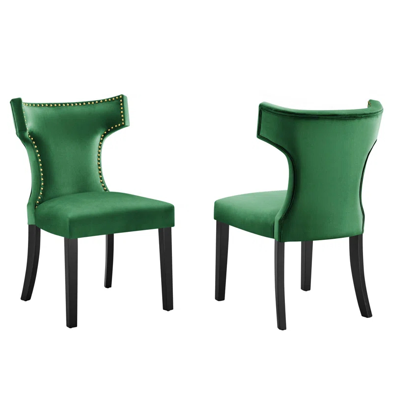 Homlpope Modway Curve Performance Velvet Dining Chairs