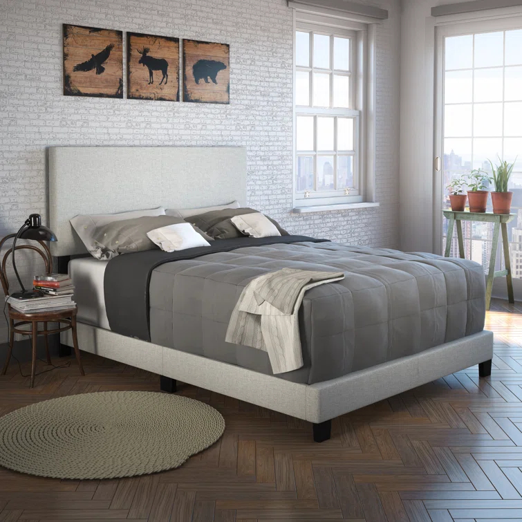 Boyd Sleep Boyd Sleep Milan Linen Fabric Upholstered Platform Bed Frame w/Adjustable Height Headboard, Strong Wood Slat Support, Box Spring/Foundation Required, Easy Effortless Assembly