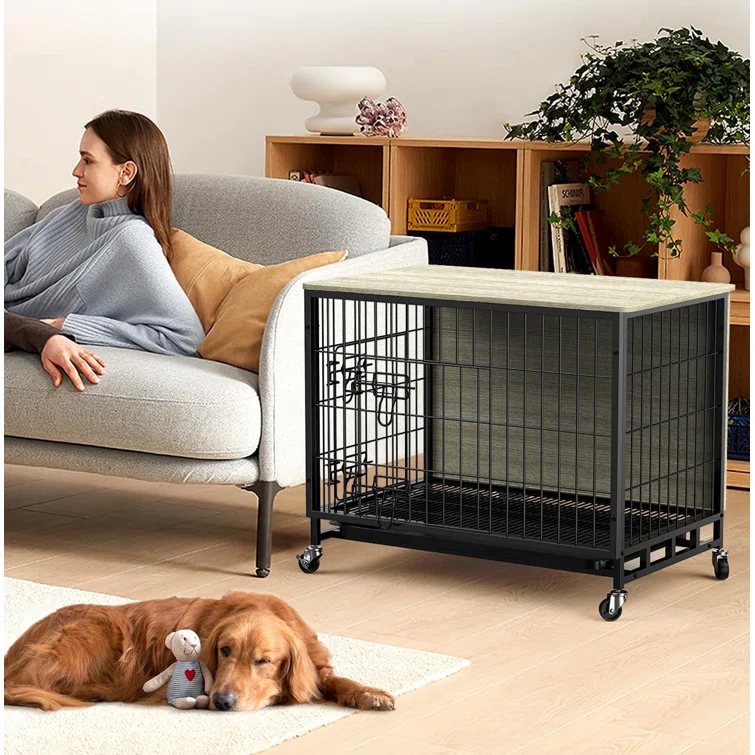 Tucker Murphy Pet™ Dog Crate Furniture, Removable Tray And Wheels
