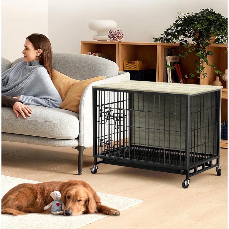 Tucker Murphy Pet™ Dog Crate Furniture, Removable Tray And Wheels