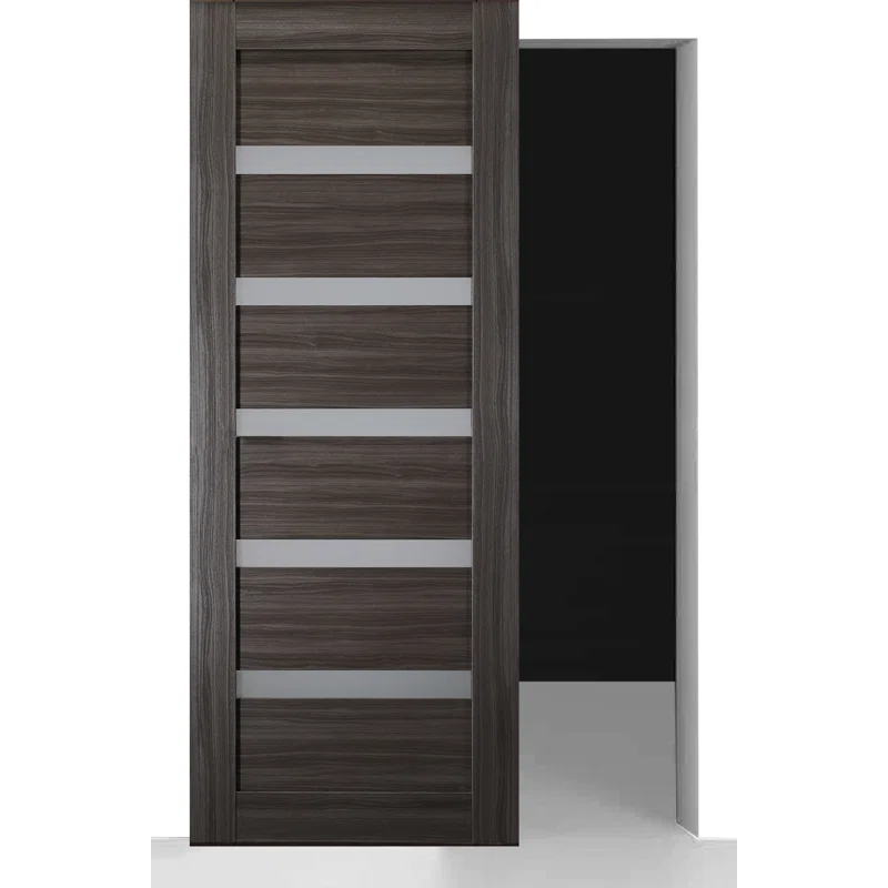 Belldinni Leora Paneled Manufactured Wood And Frosted Glass Solid Core Interior Sliding Hidden Barn Door With Base Board With Installation Hardware Kit