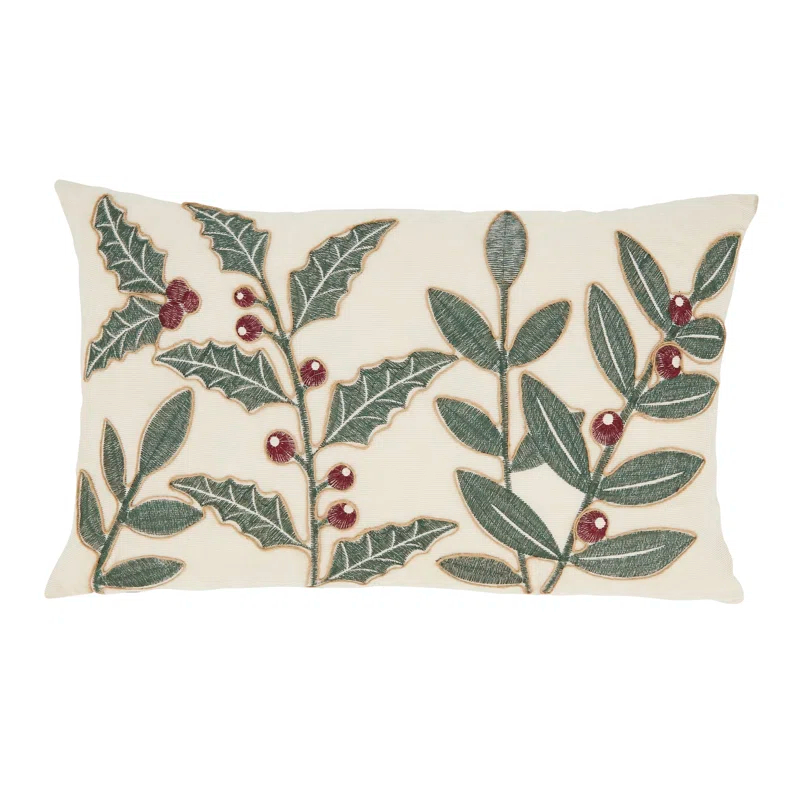 Saro Holly Berry Burst Throw Pillow Cover