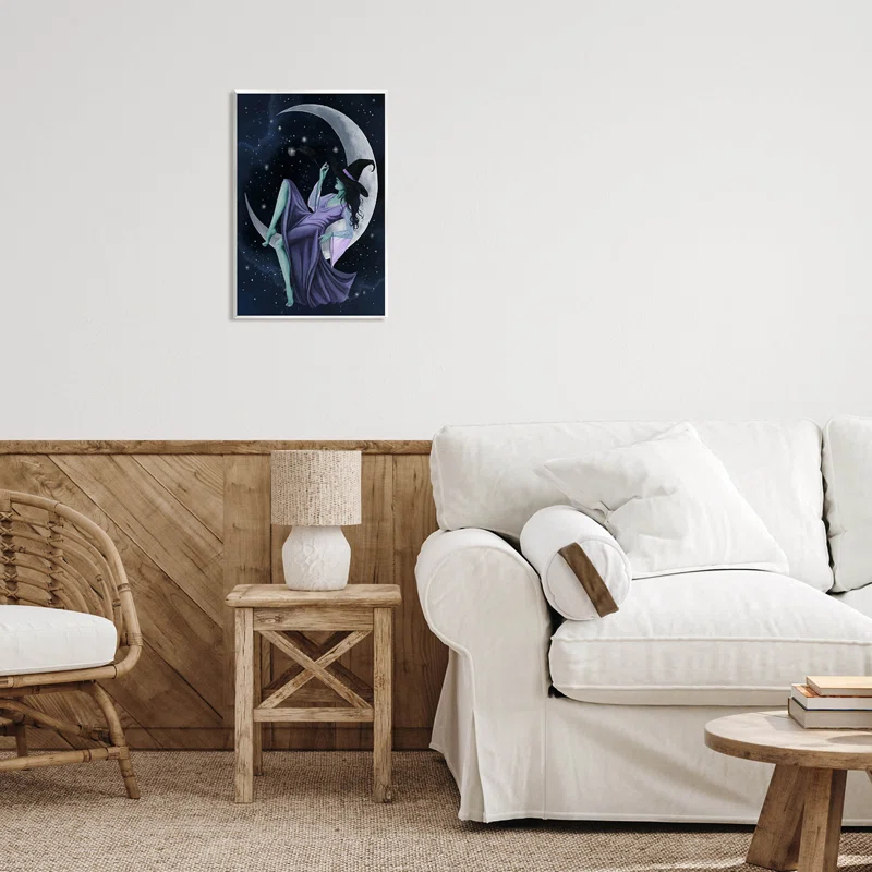 Stupell Industries " Witch Relaxing Crescent Moon " by Grace Popp
