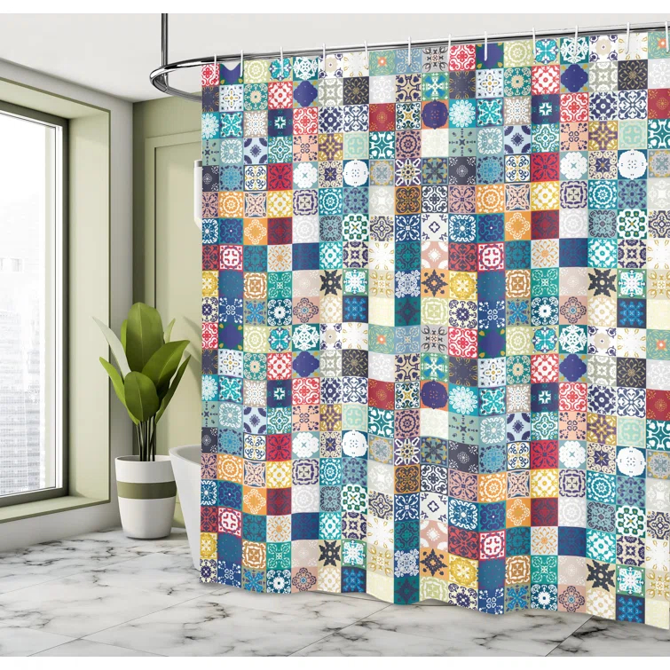 Ambesonne Patchwork Shower Curtain with Hooks Included
