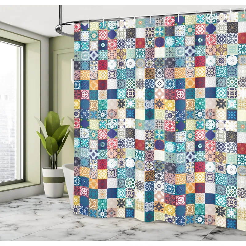 Ambesonne Patchwork Shower Curtain with Hooks Included