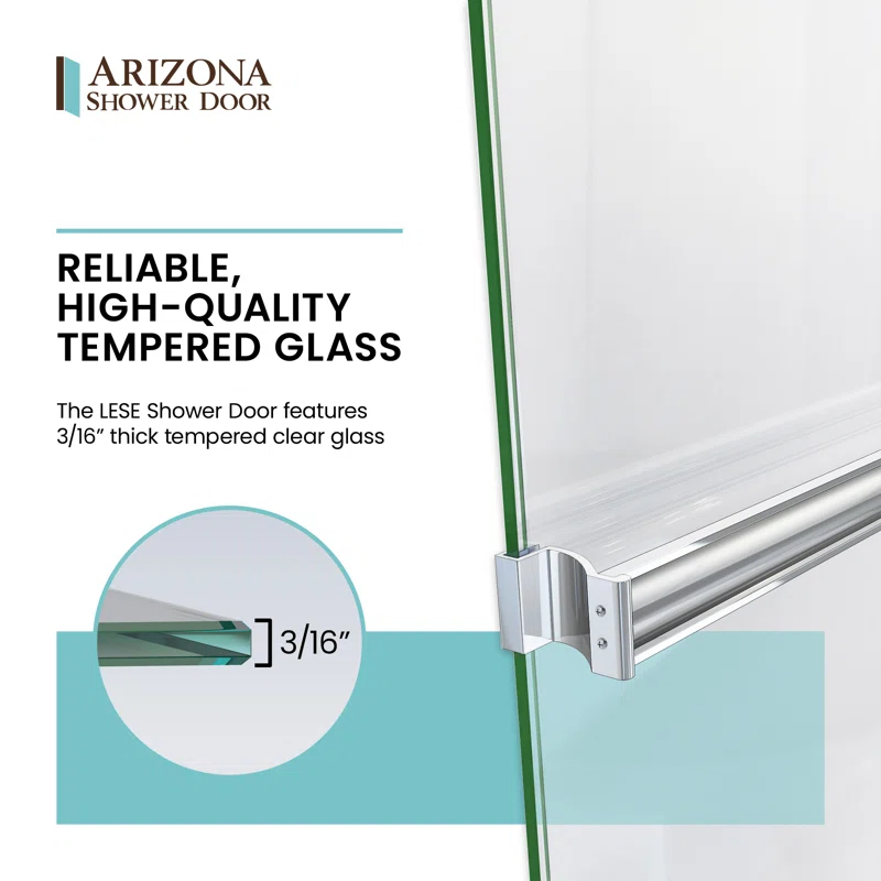 Lese 51" W x 66" H Semi-Frameless Shower Door