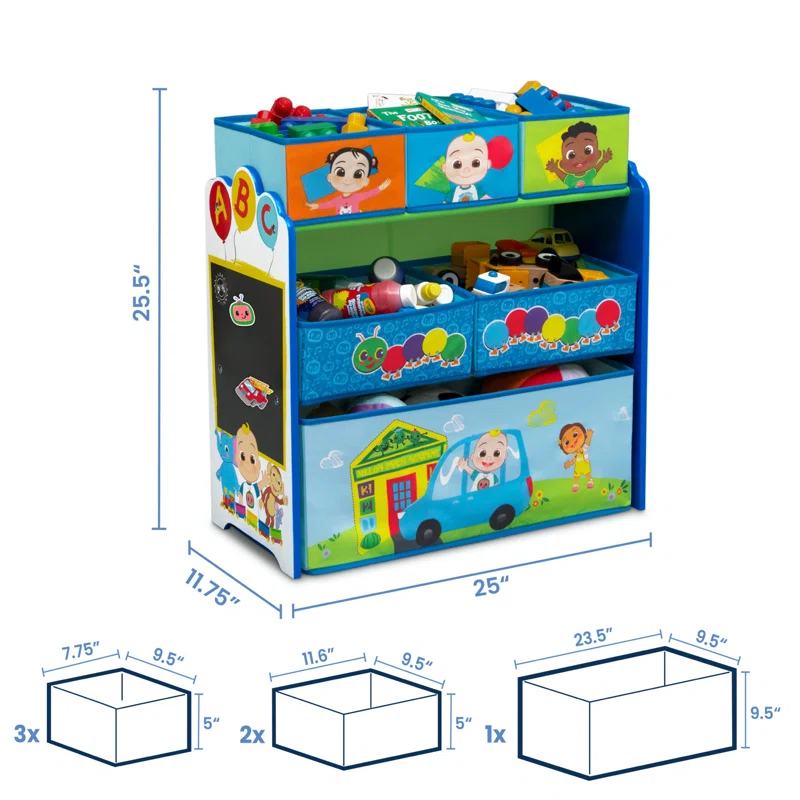 Cocomelon Design & Store 6 Bin Toy Storage Organizer - Greenguard Gold Certified