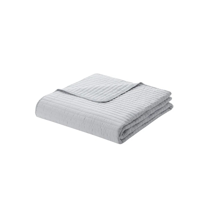 VCNY Serenity 3-Piece Grey Textured Stripe Quilt Set