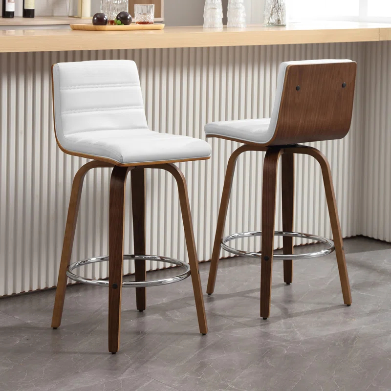 Corrigan Studio® Upholstered Swivel Stool (Set of 2)