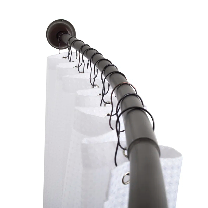 Utopia Alley Utopia Alley Rustproof Fixed Mount Single Curved Shower Rod, Aluminum, adjustable from 45" to 72" Wide