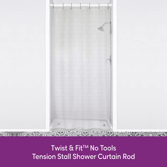 Kenney Twist & Fit Kenney Twist & Fit  24-40 Inch Adjustable Straight Stall Tension Shower Curtain Rod