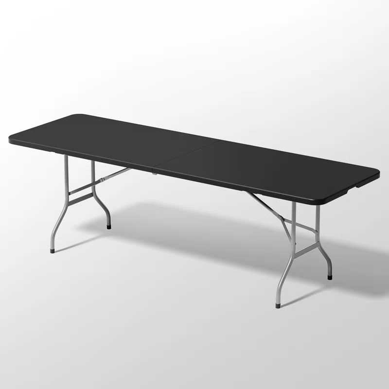 Bring Home Furniture 8Ft Heavy Duty Folding Table, Indoor Outdoor Portable Plastic Picnic Desk with Steel Legs and Handle