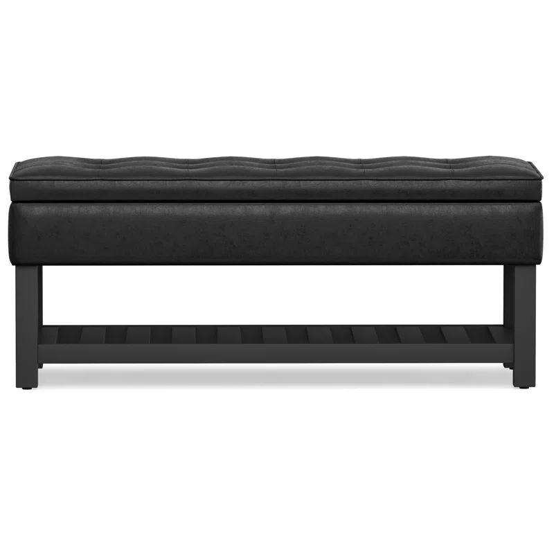 Simpli Home Cosmopolitan 44"W Transitional Tufted Storage Ottoman Bench with Lift Top