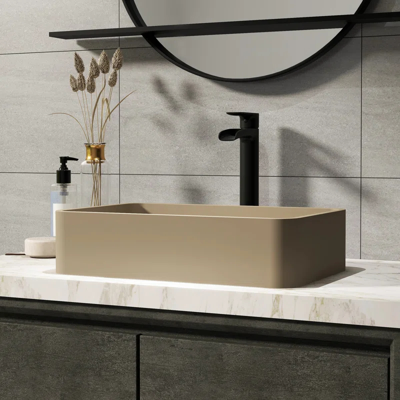 CASAINC Maple 12.79'' Concrete Rectangular Bathroom Sink