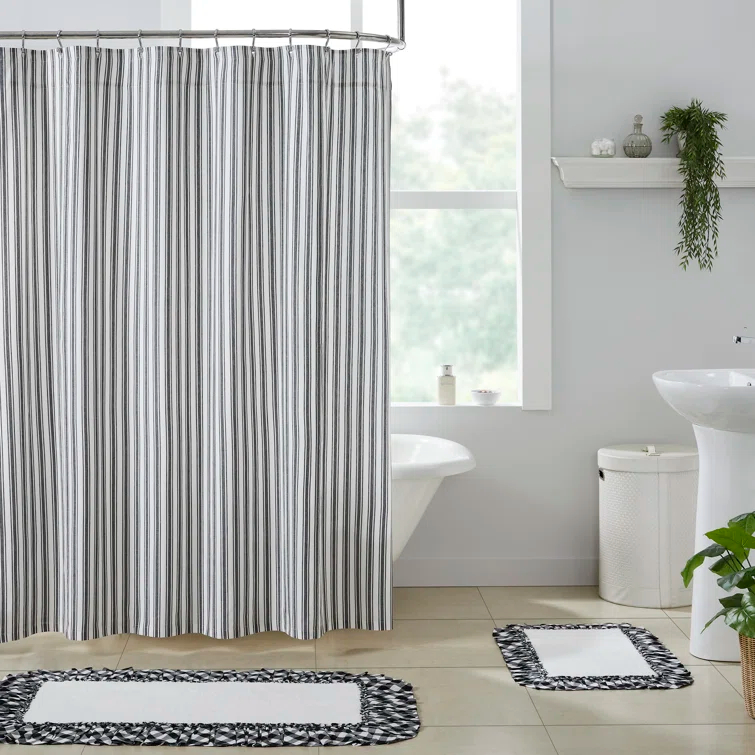 VHC Brands Sawyer Mill Cotton Striped Shower Curtain