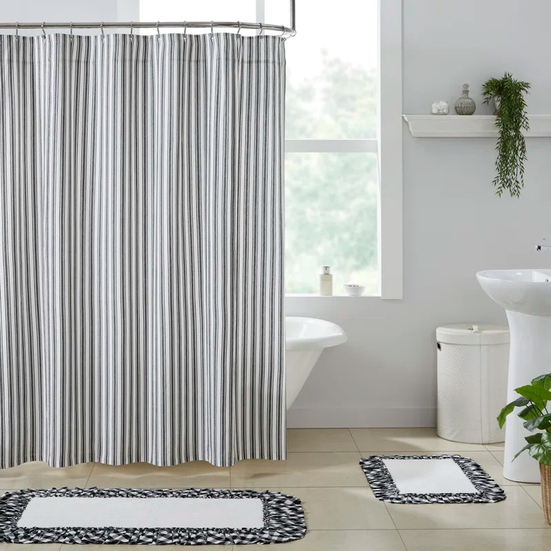 VHC Brands Sawyer Mill Cotton Striped Shower Curtain