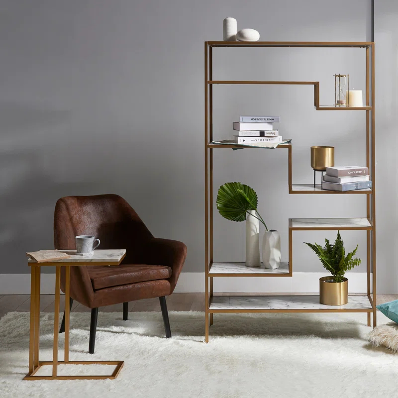 Mercer41 Carbone Marble-Look 5-Tier Display Bookcase Shelf