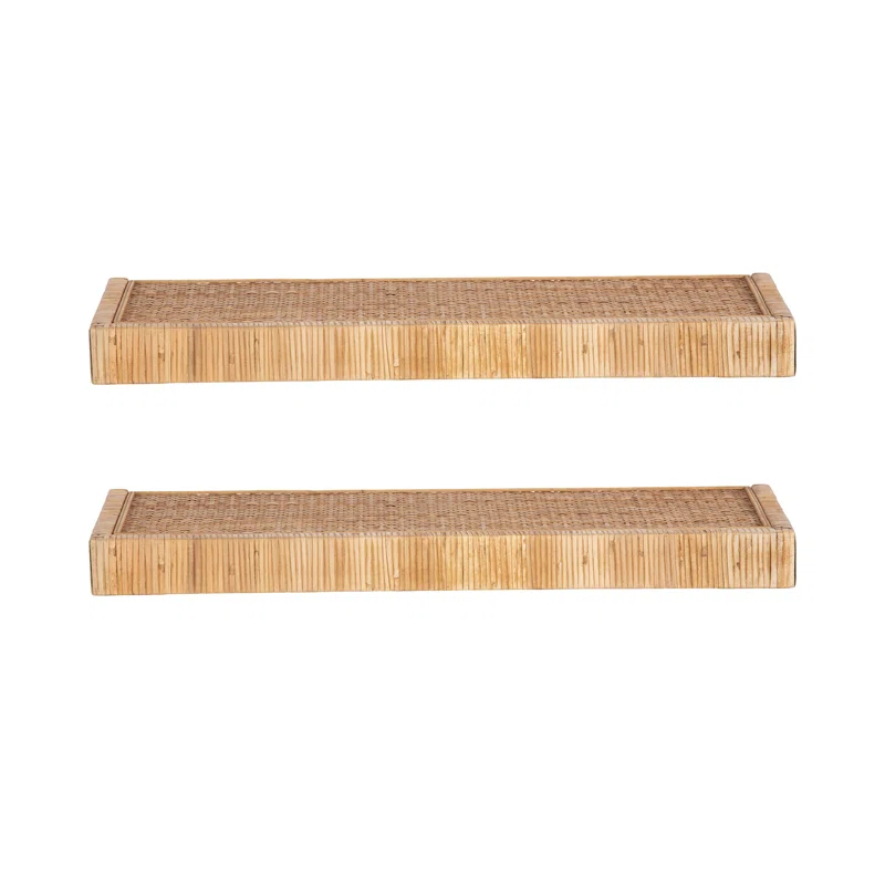 Kate and Laurel Rahmati Two-Piece Rattan Shelf Set