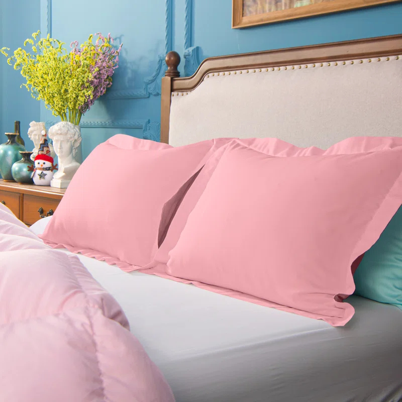 BEFIHO Bed Pillow Shams, 1800 Brushed Microfiber Oxford Pillowcases - NTBAY (Set of 2)