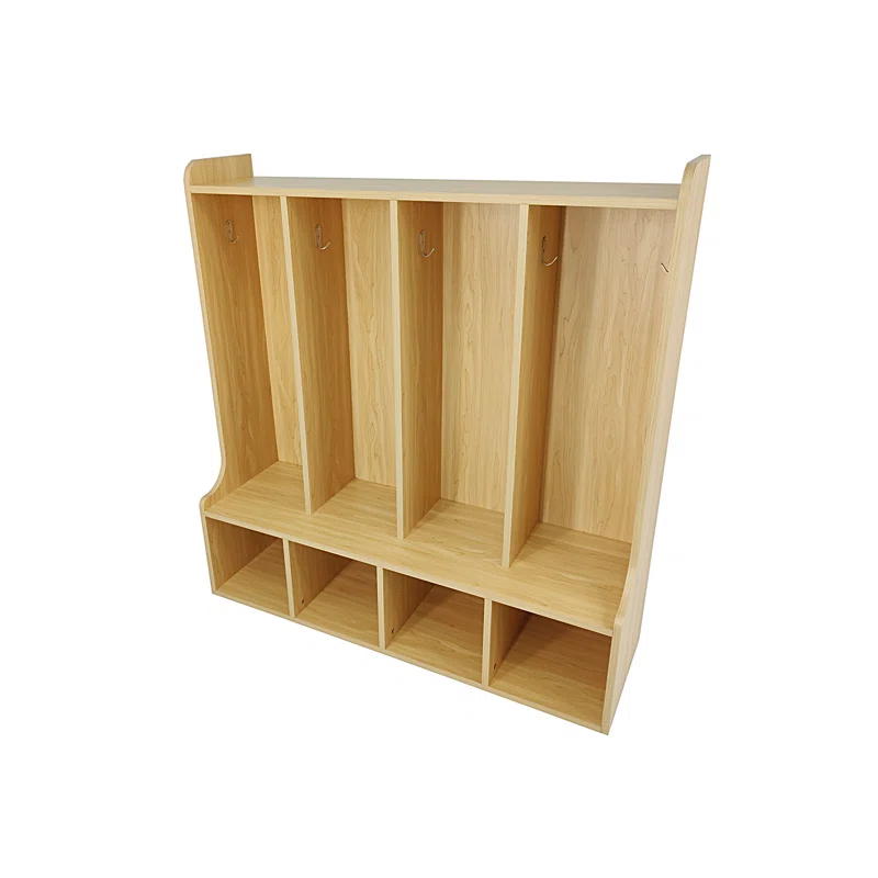 FixtureDisplays 4-Section Kids School Coat Locker 41" x 13" x 43" with Bench and Cubbies, Backpack