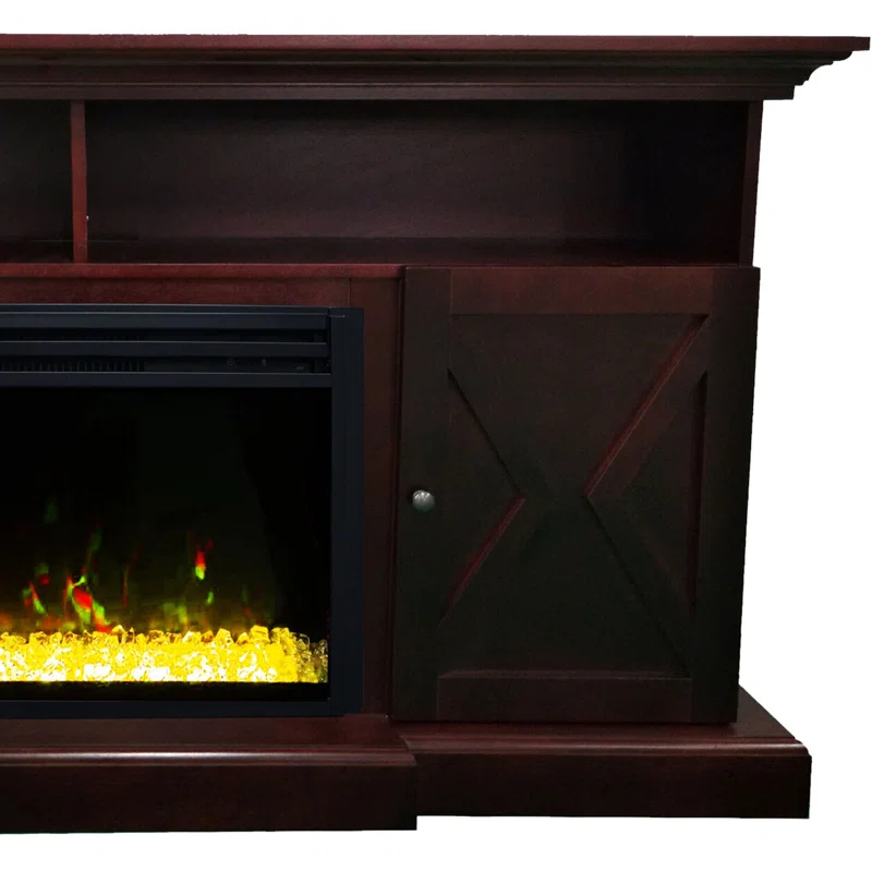 Cambridge Cambridge Summit 62-In. Farmhouse Fireplace TV Stand with Crystal Rocks Display
