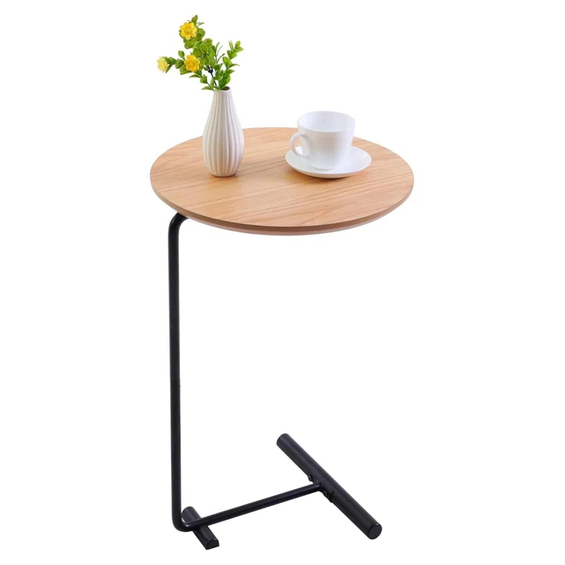 17 Stories Side Table For Couch,C Shaped End Table Slide Under Sofa For Living Room Bedroom Small Space,Laptop Snack Coffee Tables Wood,Natural Wood