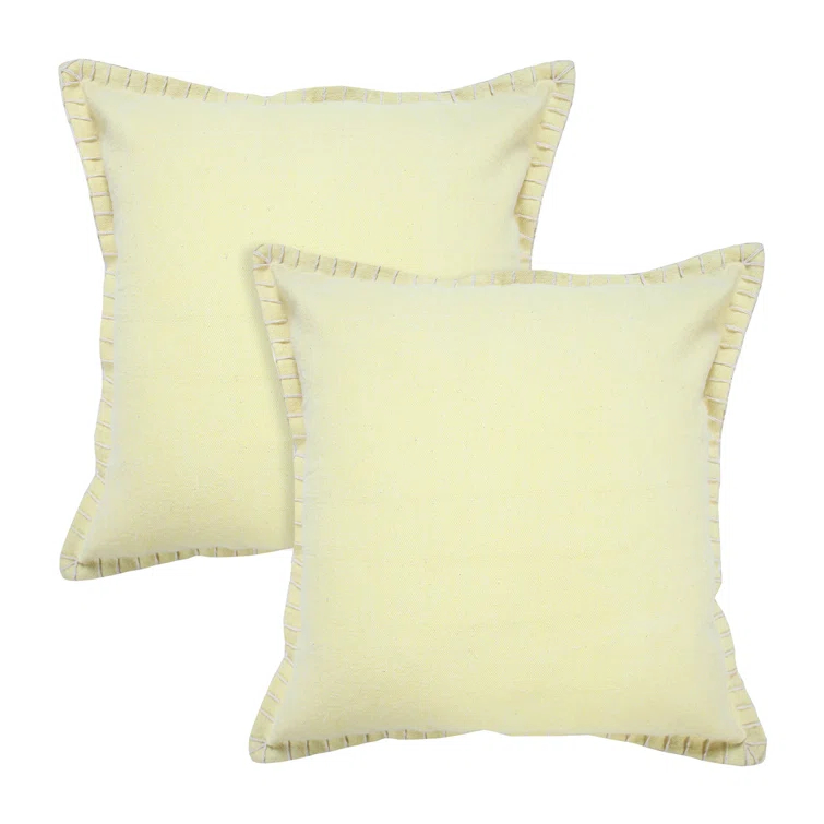 Ebern Designs Contemporary Solid Stonewashed Handmade Cotton Throw Pillow Set