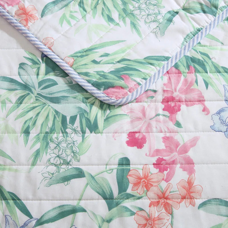 Tommy Bahama Home Tommy Bahama Island Orchid Cotton Reversible Pink Quilt Set