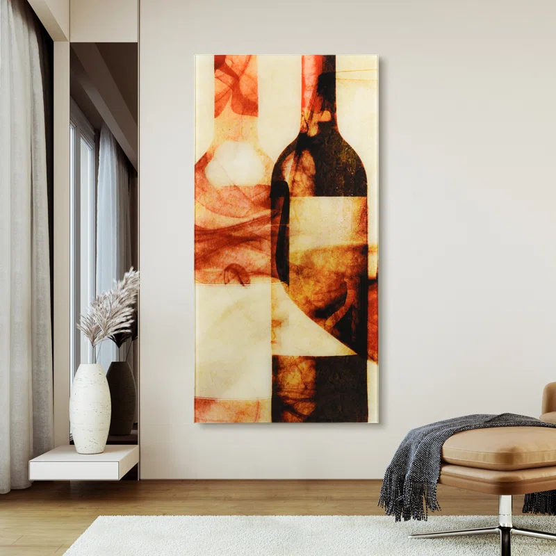 Empire Art Direct "Smokey Wine I A" Frameless Free Floating Reverse Printed Tempered Art Glass Wall Art