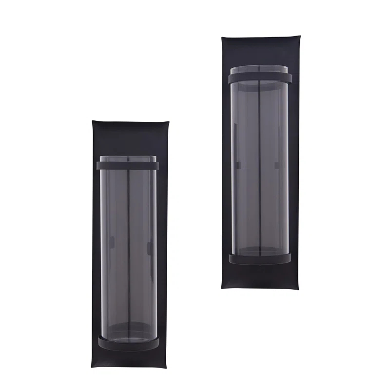 Gracie Oaks Kailun Metal and Glass Wall Sconce Candle Holder Set (Set of 2)