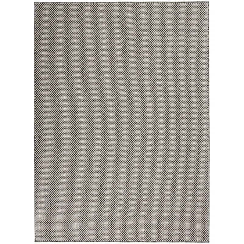 Beachcrest Home™ Rectangle Hartigan Geometric Machine Tufted Polypropylene Plastic Indoor / Outdoor Area Rug in Gray
