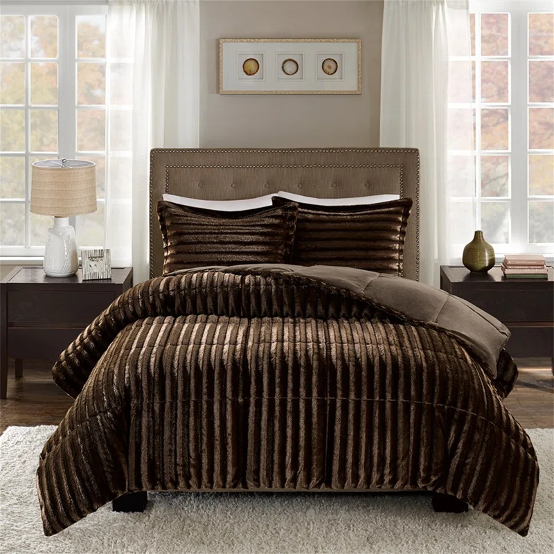 Madison Park Faux Fur 3 Piece Comforter Set