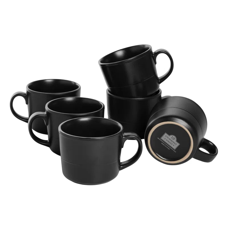 Ten Strawberry Street Double Line 3.75"/12 Oz Mug, Set Of 6 (Set of 6)