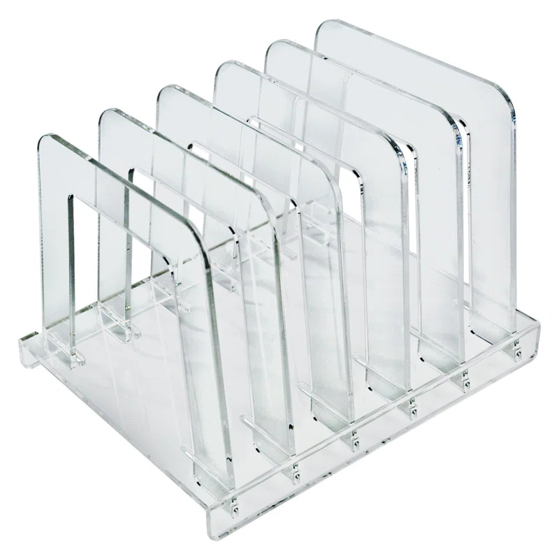 Clear Acrylic File Sorting Desk Organizer with Five Section Dividers