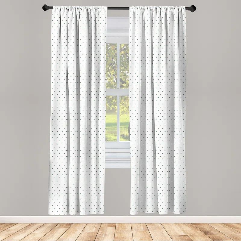 Ambesonne Polka Dot Semi-Sheer Rod Pocket Curtain Panels (Set of 2)