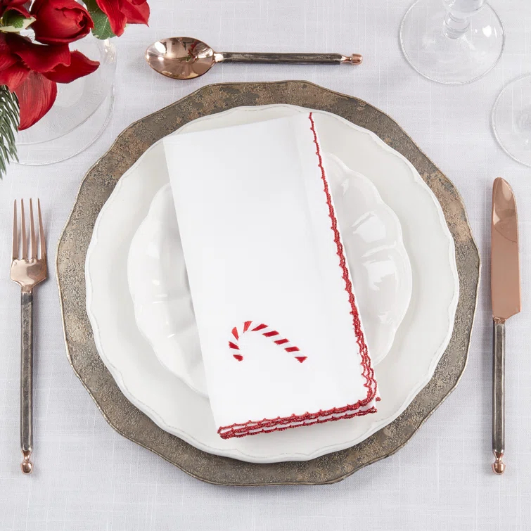 Winter Wonderland Whip Stitch Candy Cane Napkin (Set Of 4) (Set of 4)