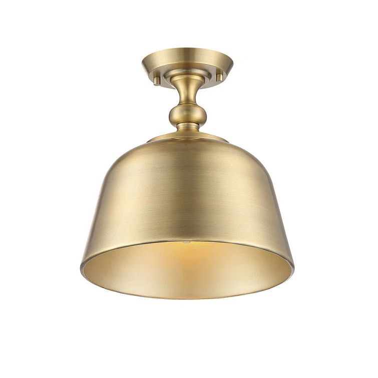 Greyleigh™ Salcombe 1-Light 12'' Simple Dome Semi Flush Mount in Warm Brass