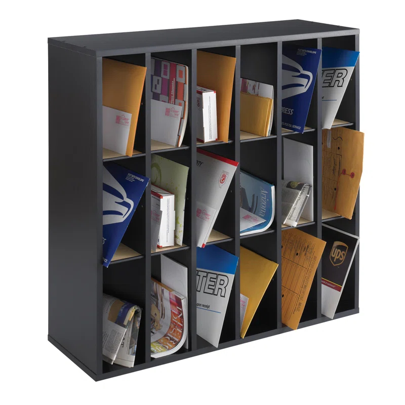 Mail Sorter with Adjustable Dividers 18 Compartments