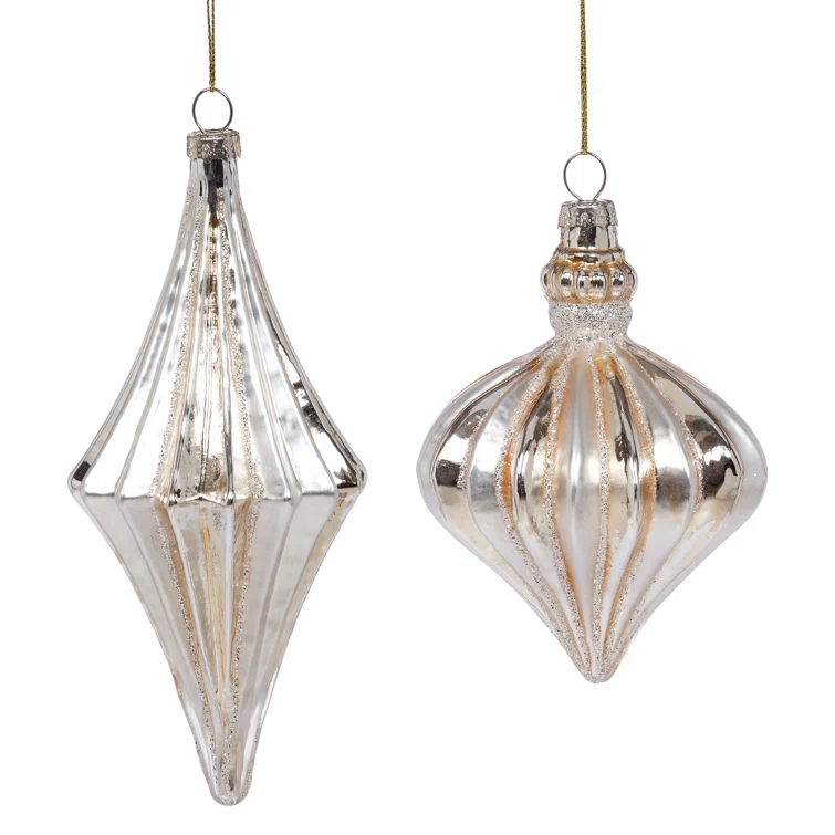 Elegant Glass Spiral Finial Ornament Set, 5-6 Inches