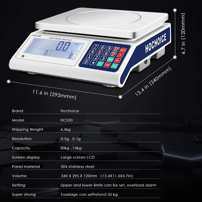 MODERN WALLS LLC Industrial Counting Scale Gram Scales For Parts And Coins 66Lb/0.00022Lb-30Kg / 0.1G Accuracy With RS232 Port For Connecting Computer Or Printer