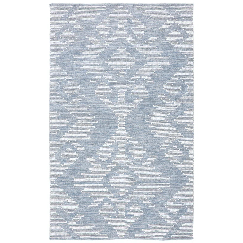 Union Rustic Alyun Hand Woven Cotton/Wool Southwestern Rug in Ivory/Blue