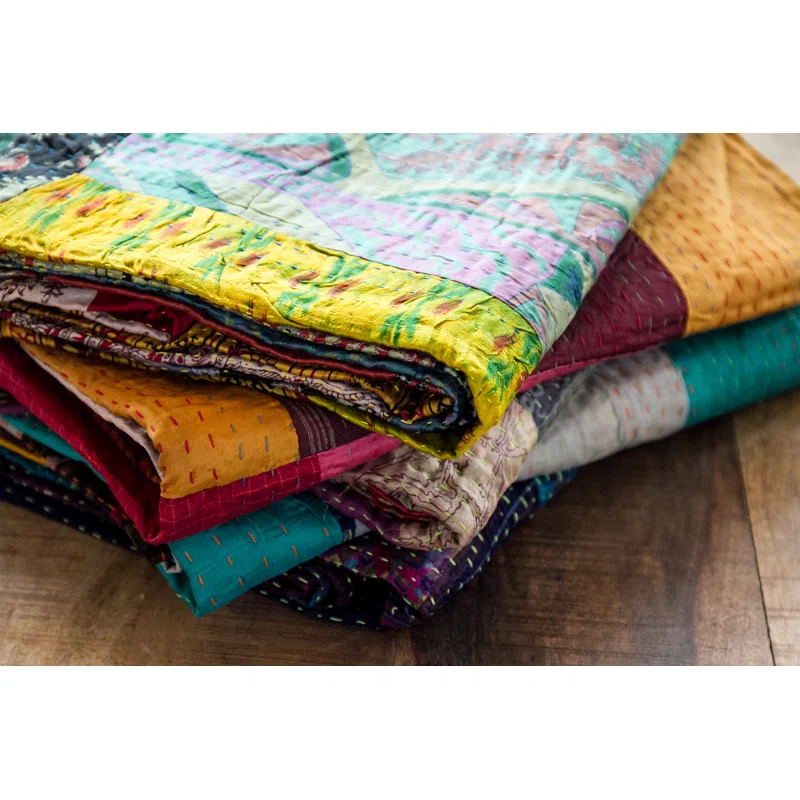 Taj Hotel Kantha Handmade Throw Blanket