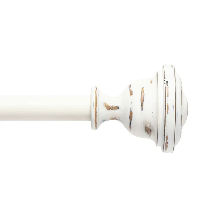 Kenney Kenney Belle 5/8" Fast Fit Easy Install Decorative Window Curtain Rod, Rustic White