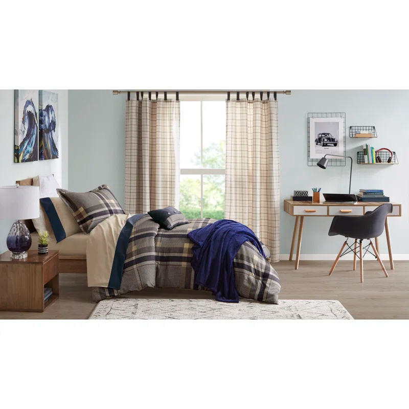 Intelligent Design Robbie Plaid Comforter Set with Bed Sheets